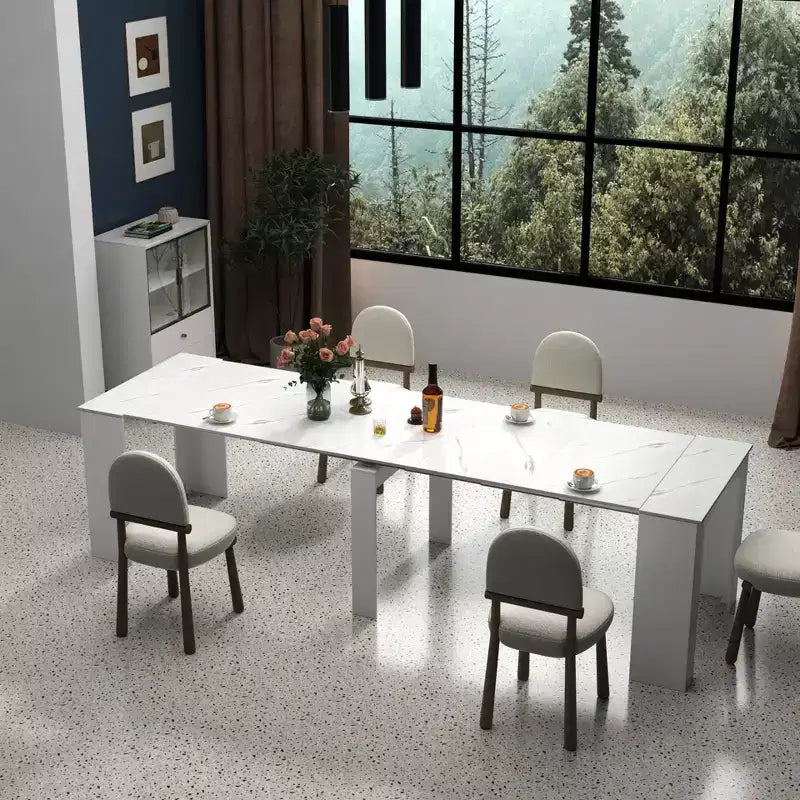 Grande table console extensible multifonctionnelle, table à manger pour 5-8 personnes