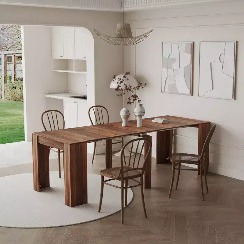 Grande table console extensible multifonctionnelle, table à manger pour 5-8 personnes