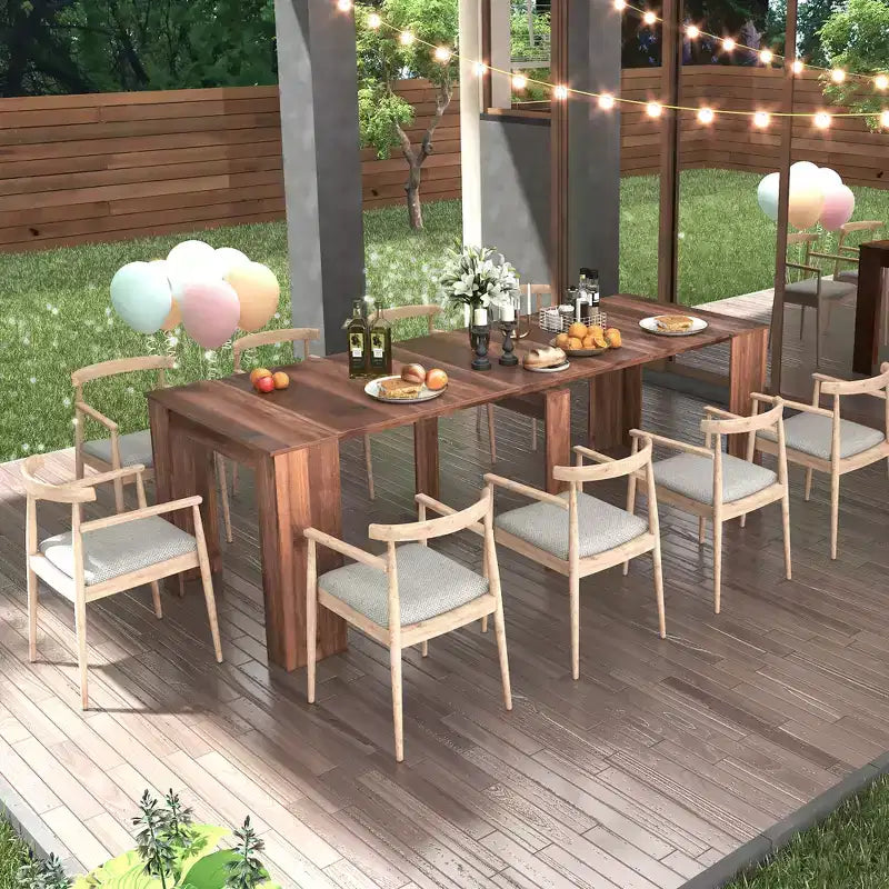 Grande table console extensible multifonctionnelle, table à manger pour 5-8 personnes