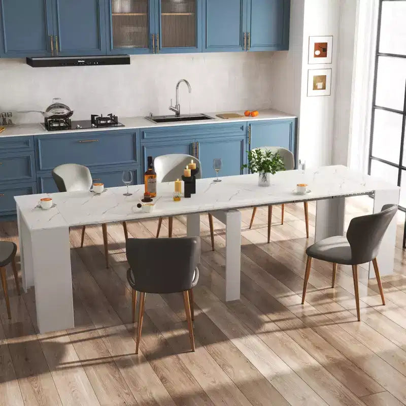 Grande table console extensible multifonctionnelle, table à manger pour 5-8 personnes