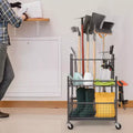 Organisateur d'outils de jardin, 16 fentes avec crochets, support à outils de jardin avec roues