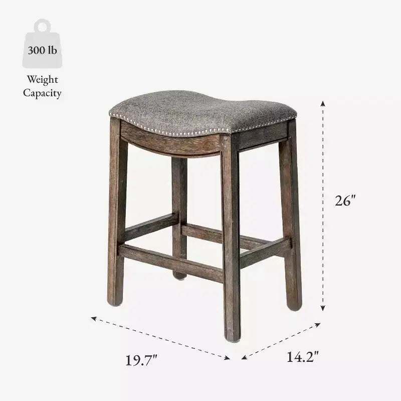 Tabouret de comptoir sans dossier avec revêtement en tissu