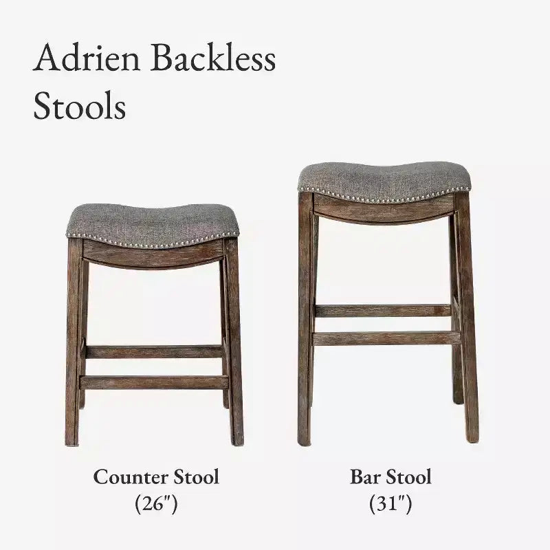 Tabouret de comptoir sans dossier avec revêtement en tissu