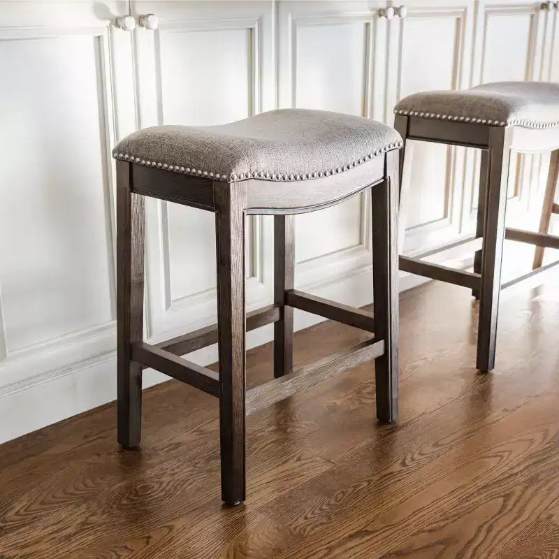 Tabouret de comptoir sans dossier avec revêtement en tissu