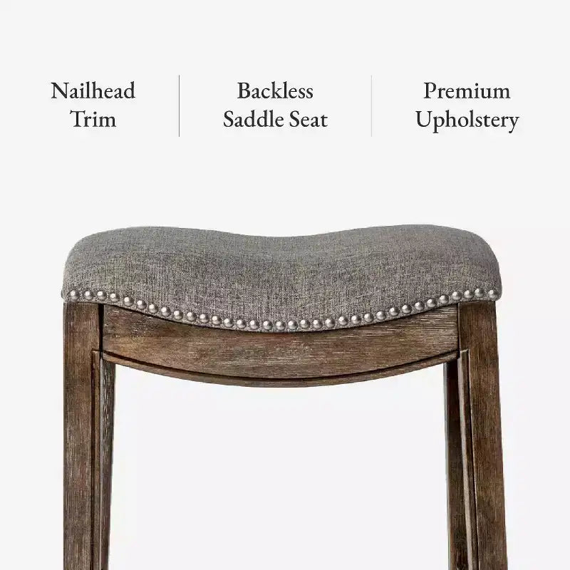 Tabouret de comptoir sans dossier avec revêtement en tissu