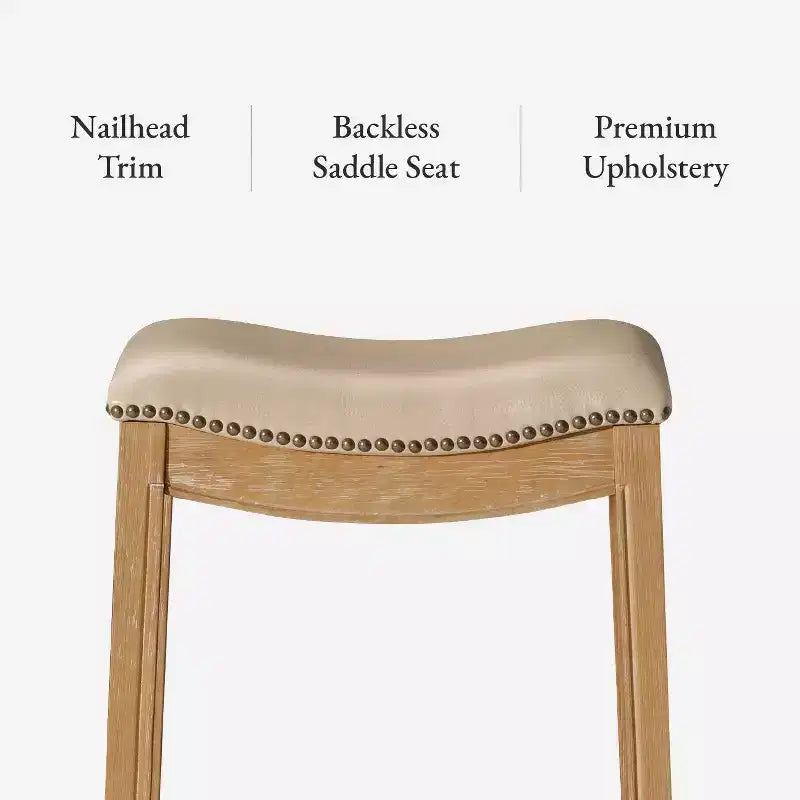 Tabouret de comptoir sans dossier avec revêtement en tissu