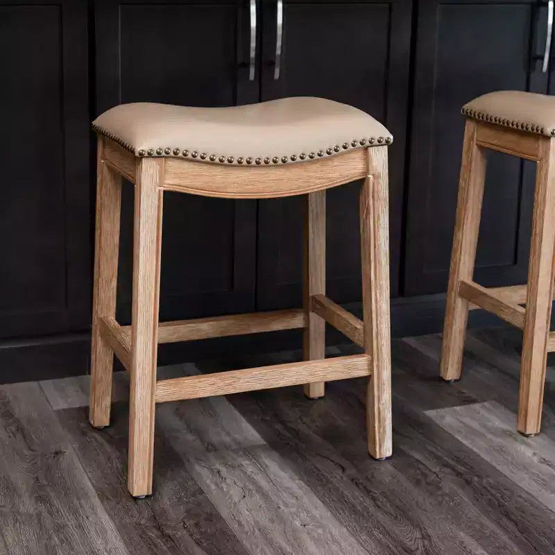 Tabouret de comptoir sans dossier avec revêtement en tissu