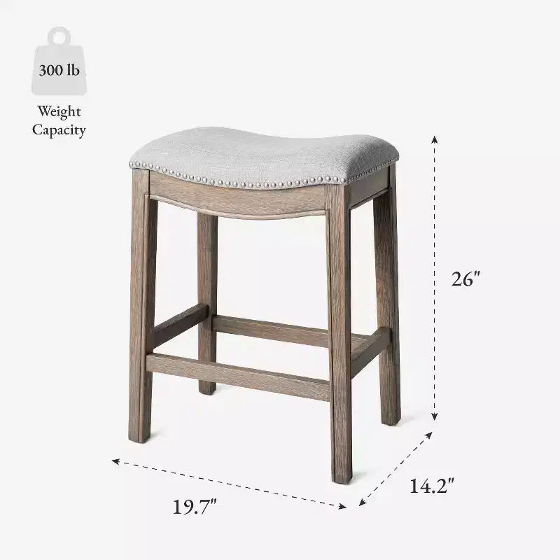 Tabouret de comptoir sans dossier avec revêtement en tissu