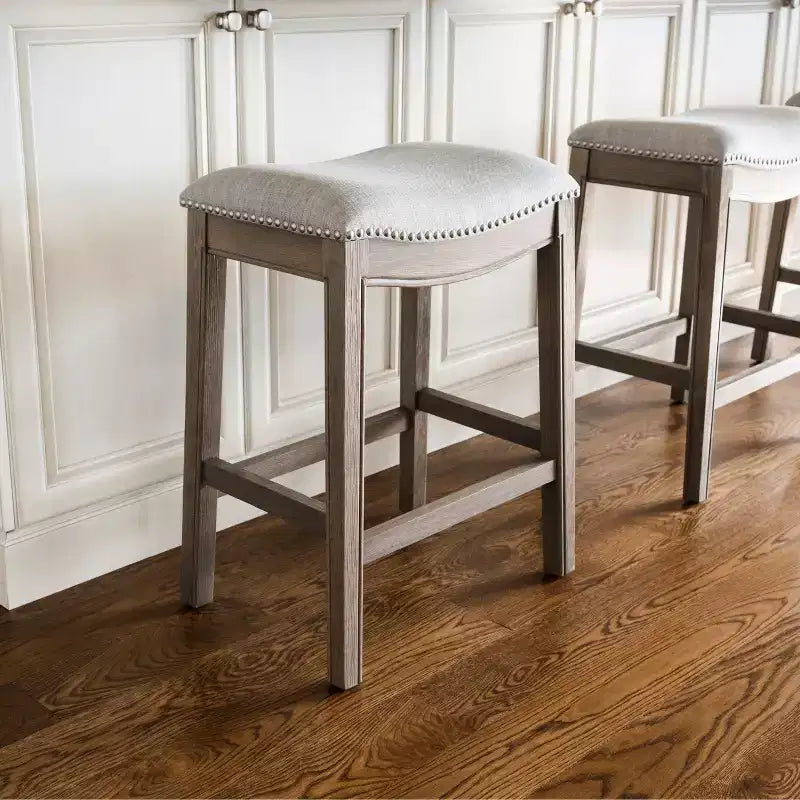 Tabouret de comptoir sans dossier avec revêtement en tissu