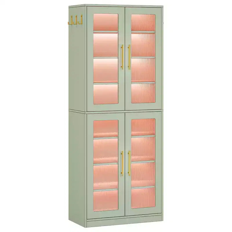 Bibliothèque blanche, vitrine avec porte en acrylique et éclairage RVB télécommandé