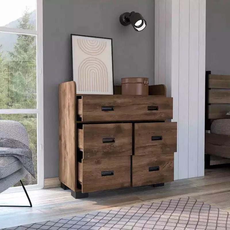 Commode 4 tiroirs avec un tiroir double, commode moderne