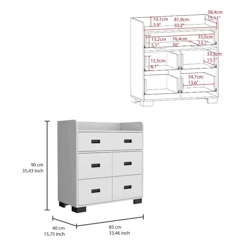 Commode 4 tiroirs avec un tiroir double, commode moderne