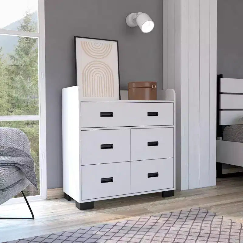 Commode 4 tiroirs avec un tiroir double, commode moderne
