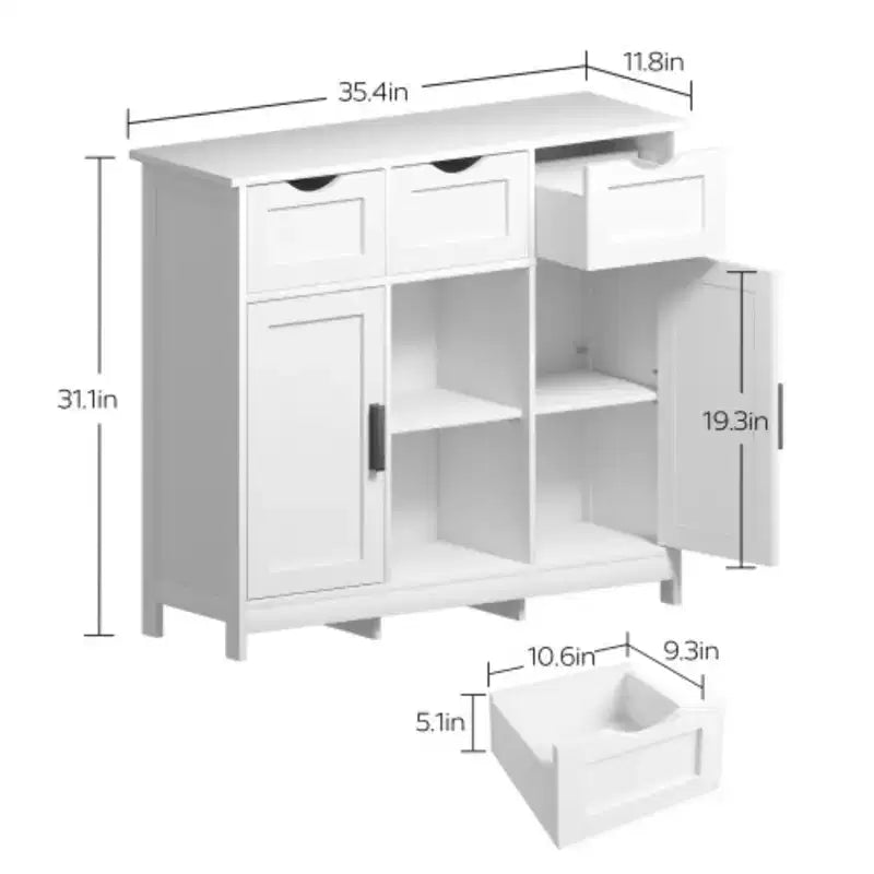 Meubles de rangement, Meuble bas en bois, avec tiroirs et étagères