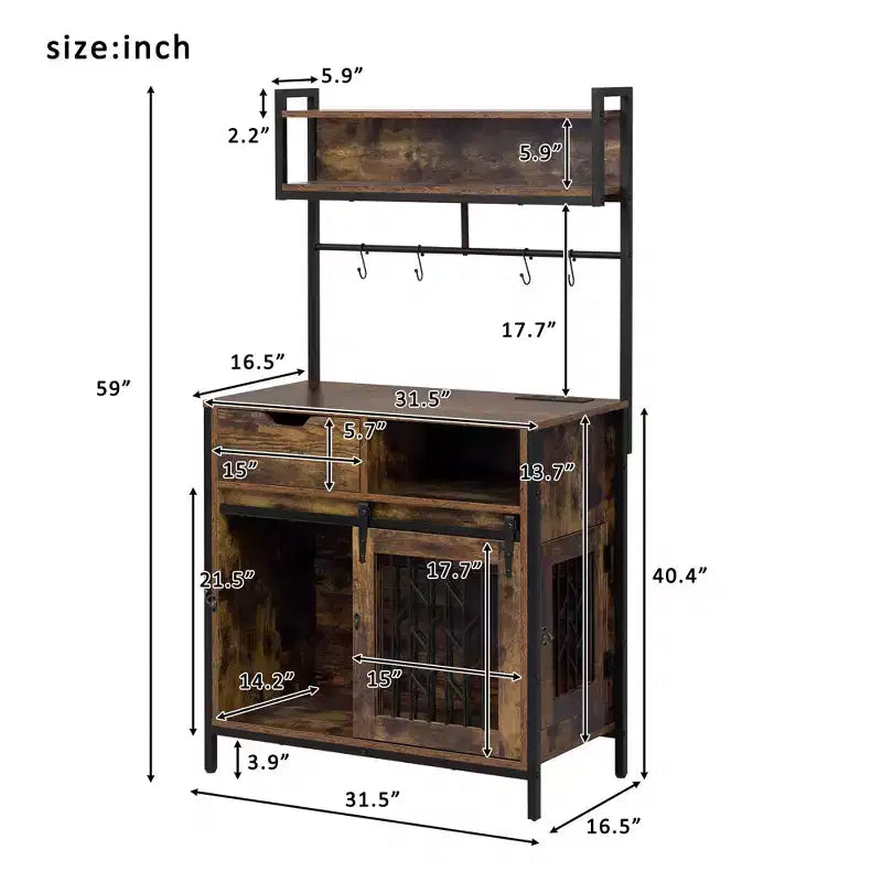 Meuble cage pour chien avec étagères de rangement, étagère de cuisine pour animaux domestiques