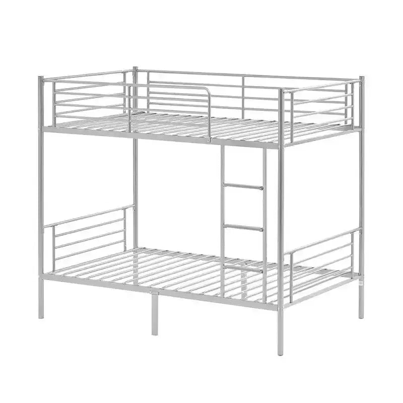 Lit superposé blanc double pour enfants/adultes avec escalier à barreaux plats