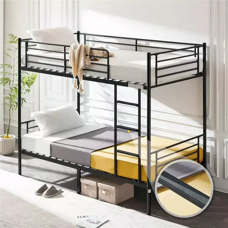 Lit superposé blanc double pour enfants/adultes avec escalier à barreaux plats