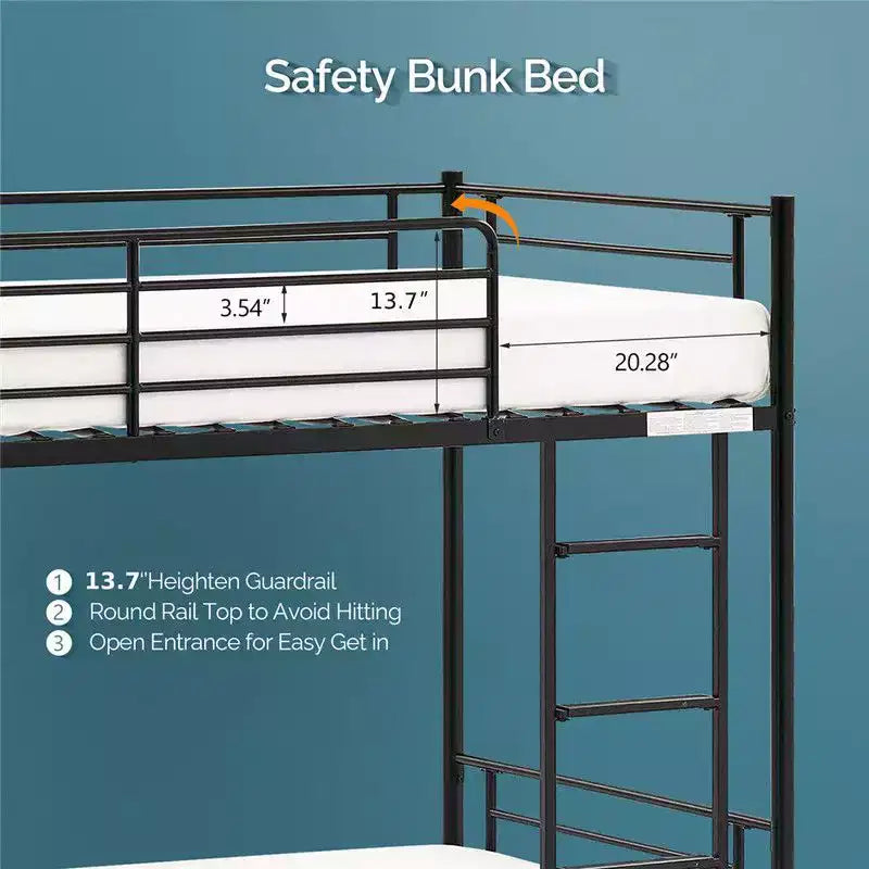 Lit superposé blanc double pour enfants/adultes avec escalier à barreaux plats