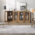 Meuble d'appoint en bois, organisateur de rangement avec étagères réglables et portes vitrées