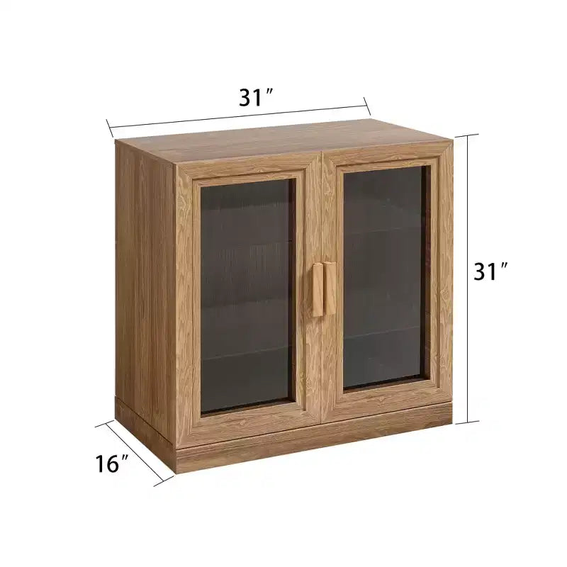 Meuble d'appoint en bois, organisateur de rangement avec étagères réglables et portes vitrées