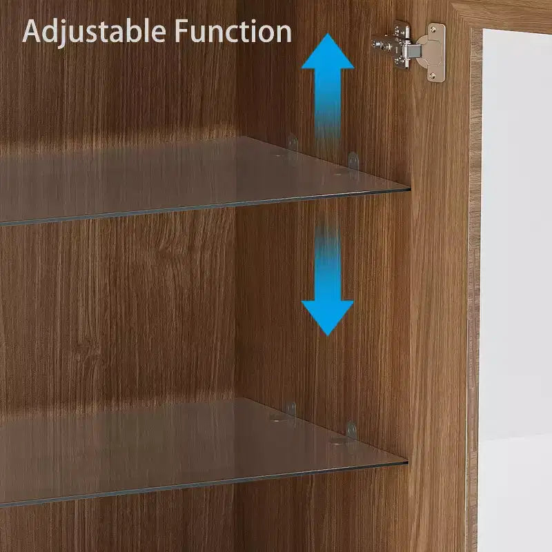 Meuble d'appoint en bois, organisateur de rangement avec étagères réglables et portes vitrées