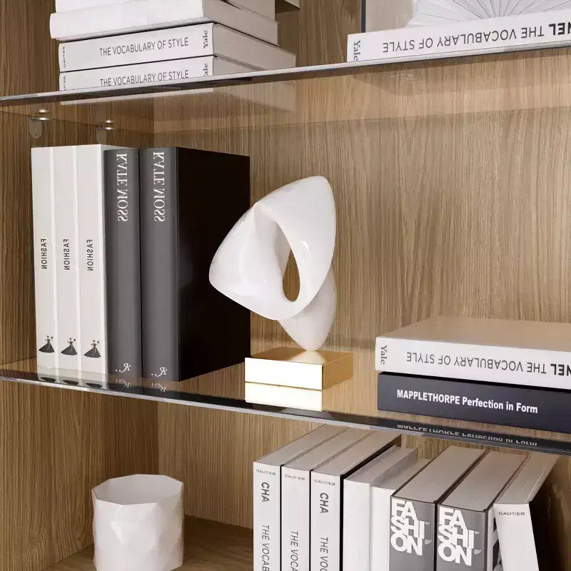 Armoire d'appoint en bois, organisateur de rangement avec étagères réglables et portes en verre
