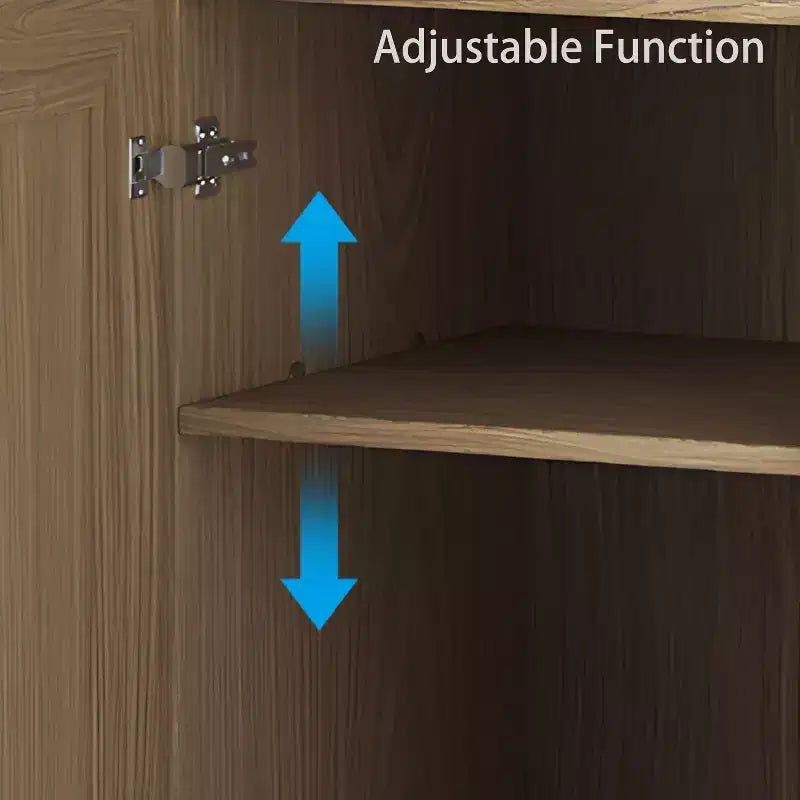 Meuble de Rangement en Bois Couleur Naturelle, Organisateur de Rangement avec Étagères Réglables
