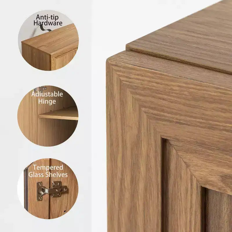 Meuble de Rangement en Bois Couleur Naturelle, Organisateur de Rangement avec Étagères Réglables