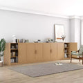 Meuble de Rangement en Bois Couleur Naturelle, Organisateur de Rangement avec Étagères Réglables