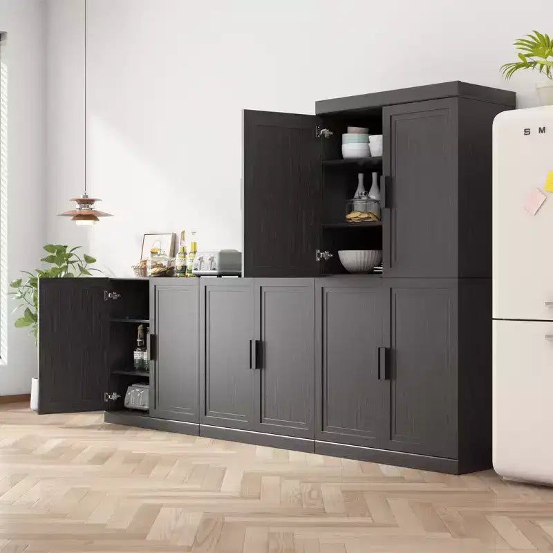 Meuble d'appoint en bois noir, organisateur de rangement avec étagères réglables