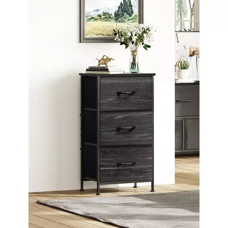 Table de chevet à 3 tiroirs – Commode en tissu, organisateur de rangement pour chambre à coucher