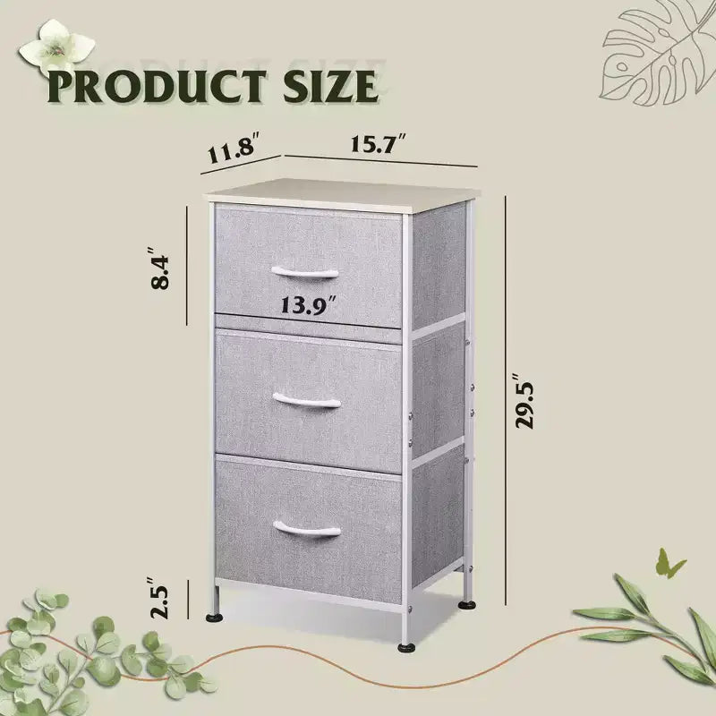 Table de chevet à 3 tiroirs – Commode en tissu, organisateur de rangement pour chambre à coucher