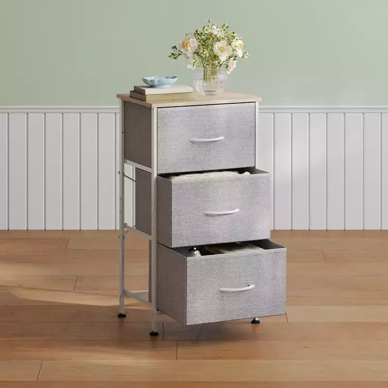 Table de chevet à 3 tiroirs – Commode en tissu, organisateur de rangement pour chambre à coucher