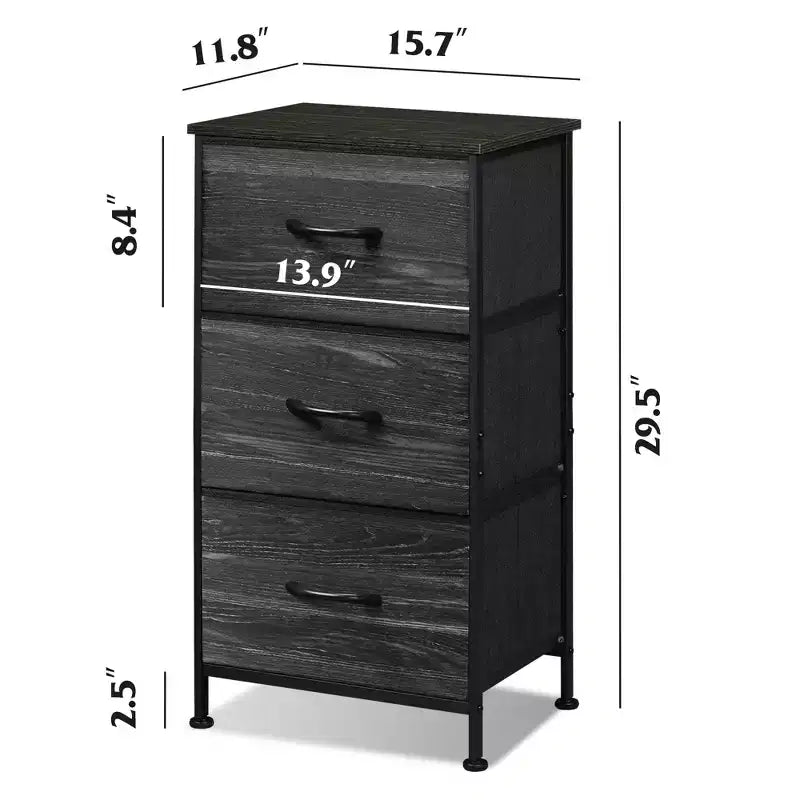 Table de chevet à 3 tiroirs – Commode en tissu, organisateur de rangement pour chambre à coucher