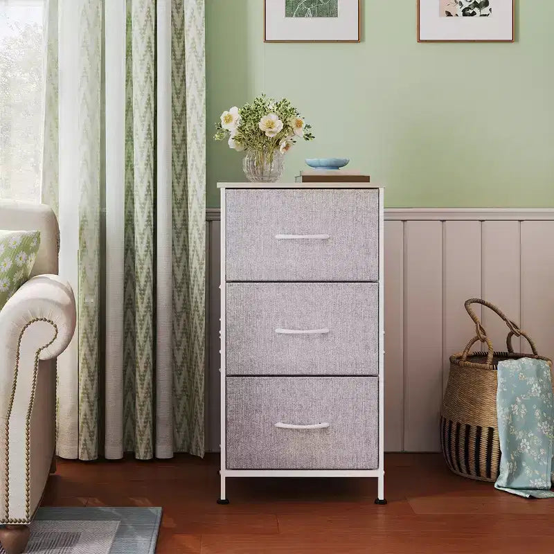 Table de chevet à 3 tiroirs – Commode en tissu, organisateur de rangement pour chambre à coucher