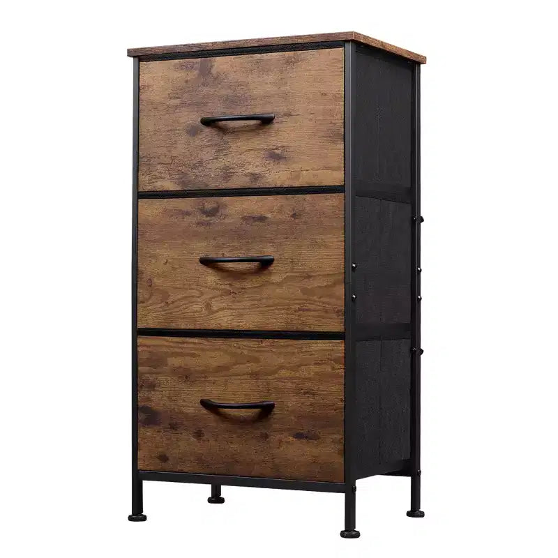 Table de chevet à 3 tiroirs – Commode en tissu, organisateur de rangement pour chambre à coucher