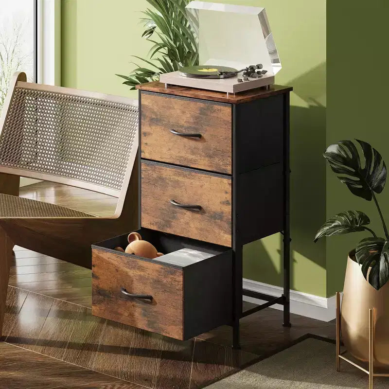Table de chevet à 3 tiroirs – Commode en tissu, organisateur de rangement pour chambre à coucher