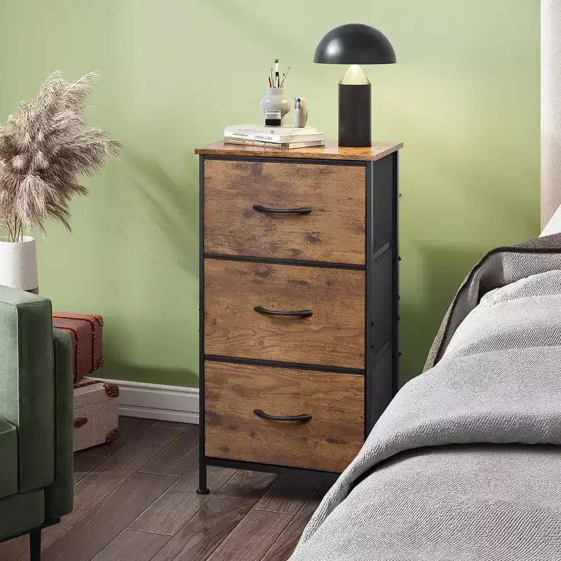 Table de chevet à 3 tiroirs – Commode en tissu, organisateur de rangement pour chambre à coucher