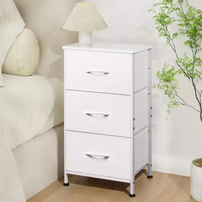 Table de chevet à 3 tiroirs – Commode en tissu, organisateur de rangement pour chambre à coucher