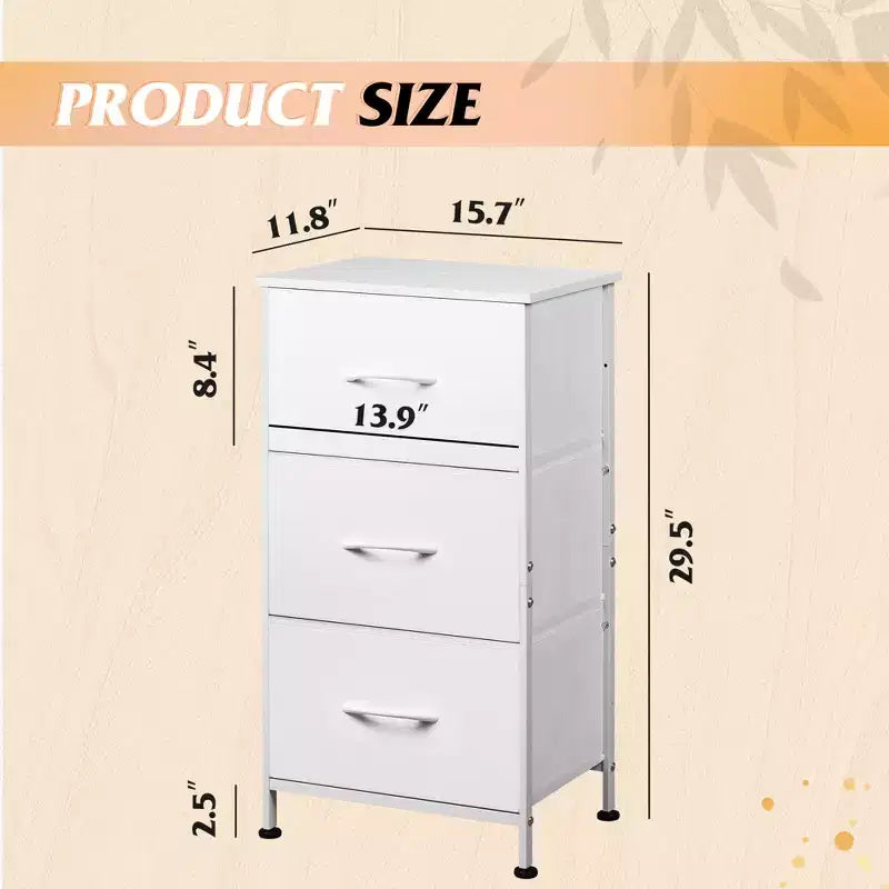 Table de chevet à 3 tiroirs – Commode en tissu, organisateur de rangement pour chambre à coucher