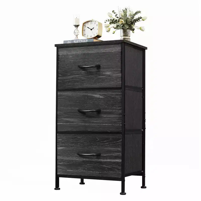 GALAXHERO Nightstand with 3 Drawers  Fabric Dresser Storage Organizer for Bedroom, Hallway, Entryway, Closets