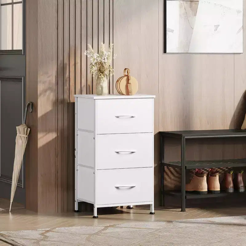 Table de chevet à 3 tiroirs – Commode en tissu, organisateur de rangement pour chambre à coucher