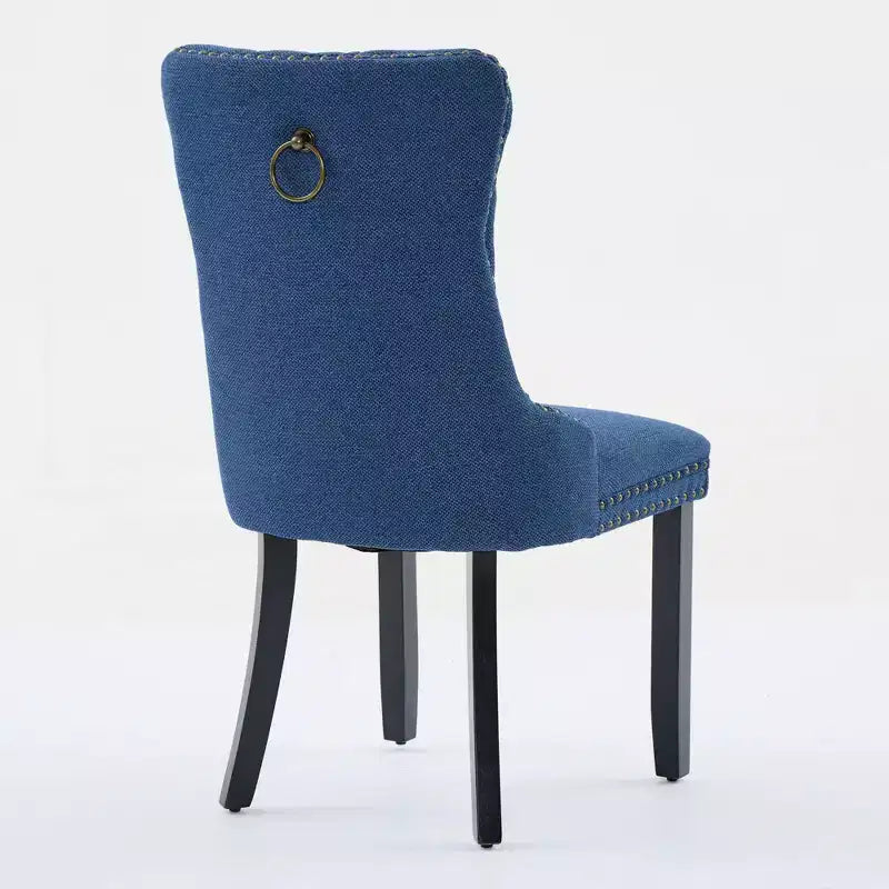 Chaise de salle à manger contemporaine en lin capitonnée en bois massif