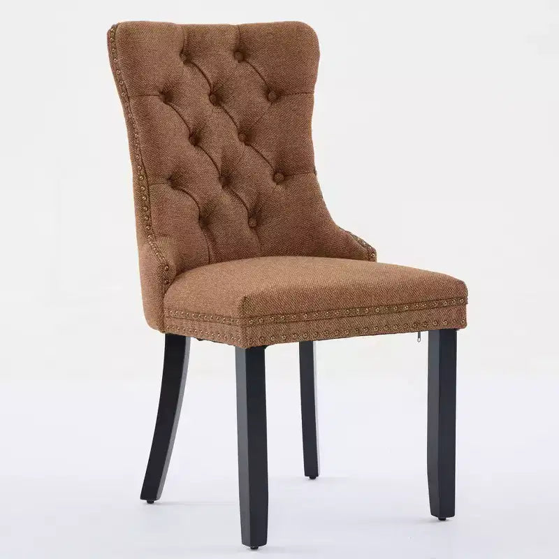Chaise de salle à manger contemporaine en lin capitonnée en bois massif