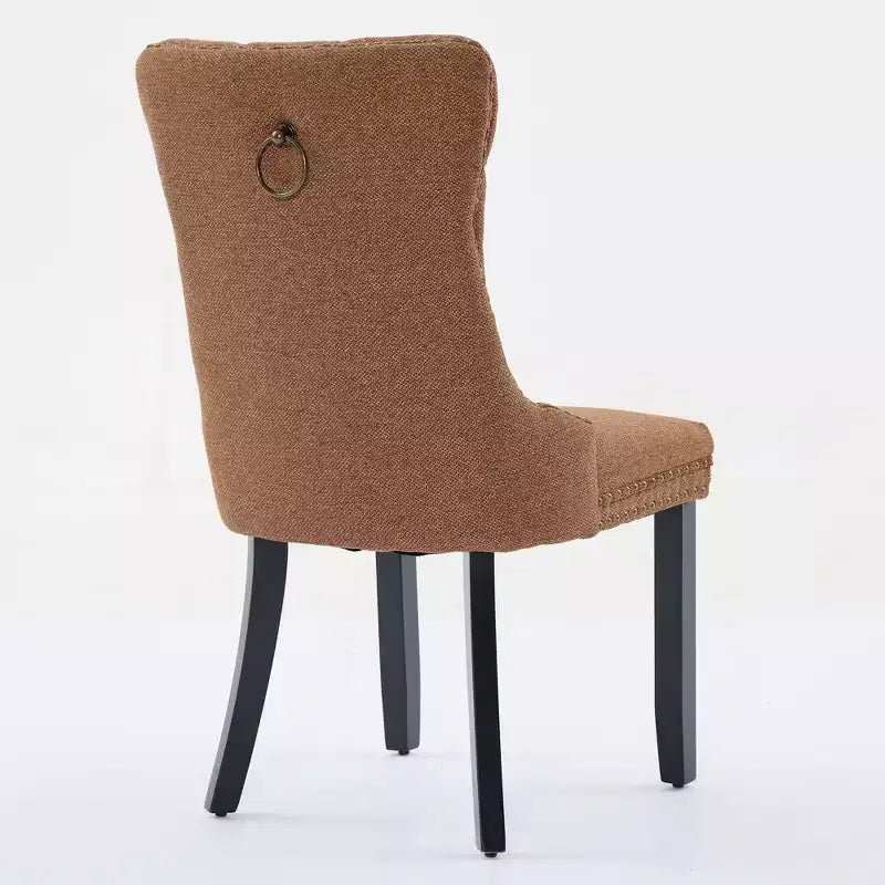 Chaise de salle à manger contemporaine en lin capitonnée en bois massif