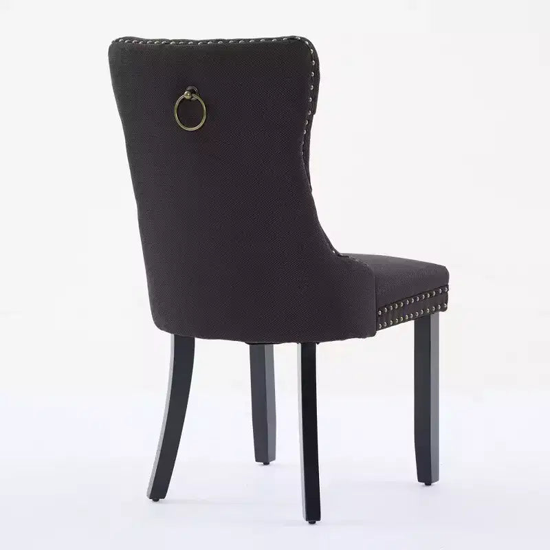 Chaise de salle à manger contemporaine en lin capitonnée en bois massif