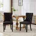 CLIHOME Set of 2 High-end Tufted Solid Wood Contemporary Flax Upholstered Linen Dining Chair with Wood Legs Nailhead Trim