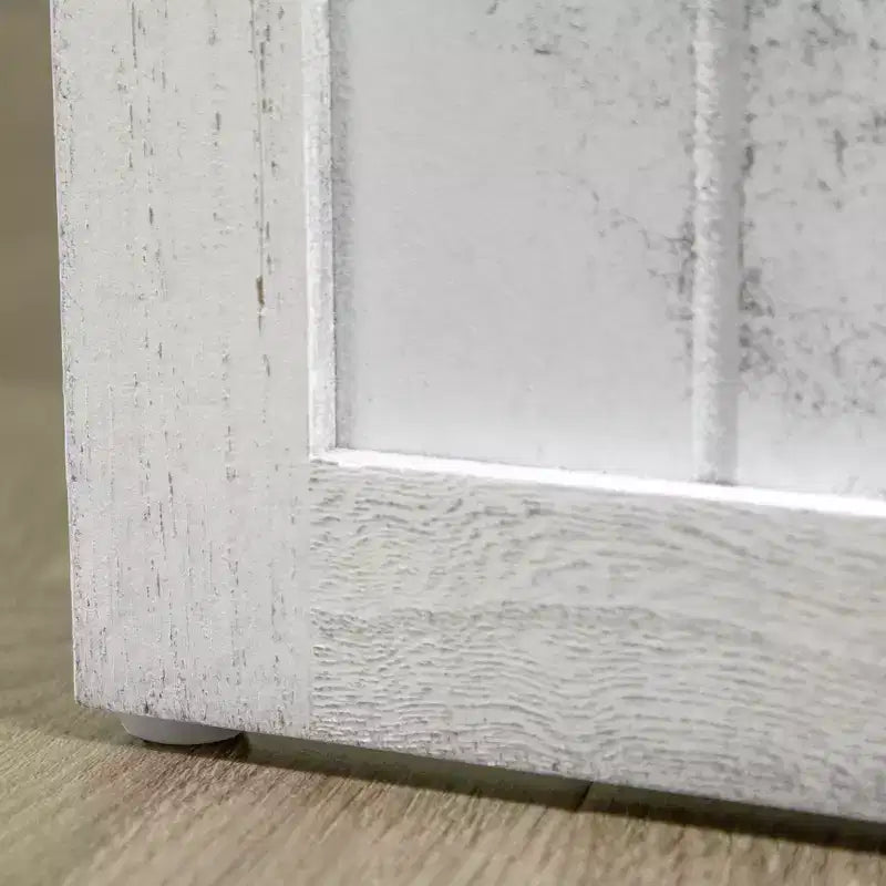 Paravent pliable 4 panneaux intimité motif grain de bois blanc