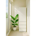 Armoire-penderie modulaire en bois avec tiroirs, coloris blanc
