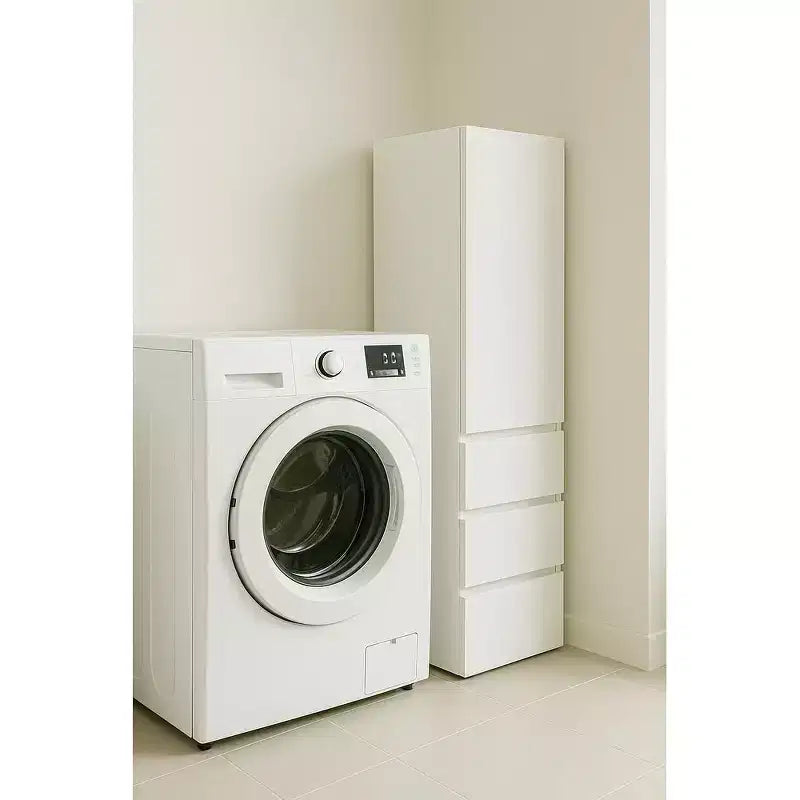 Armoire-penderie modulaire en bois avec tiroirs, coloris blanc